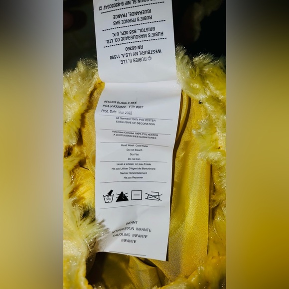 NIP Rubies Bumblebee Baby Plush Costume | Bee Costume | Sz: Infant (1 -2) - Picture 8 of 10